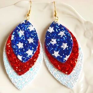 Glitter Flag Teardrop Earrings